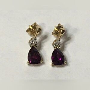 Elegant Gold and Purple Teardrop Earrings